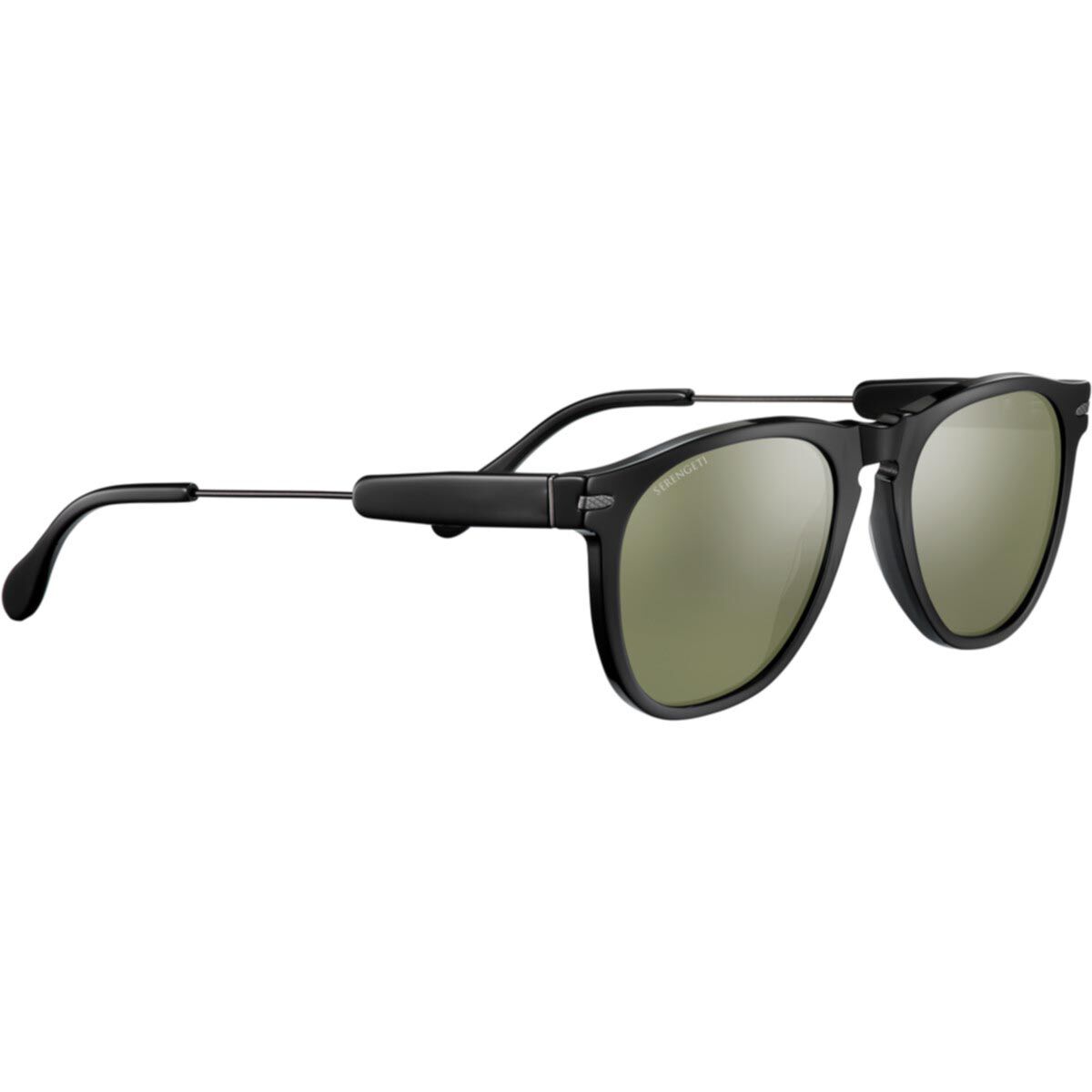 AMBOY, Shiny Black Acetate with Shiny Dark Gunmetal Metal-Mineral Polarized 555nm Cat 3 to 3, hi-res image number null